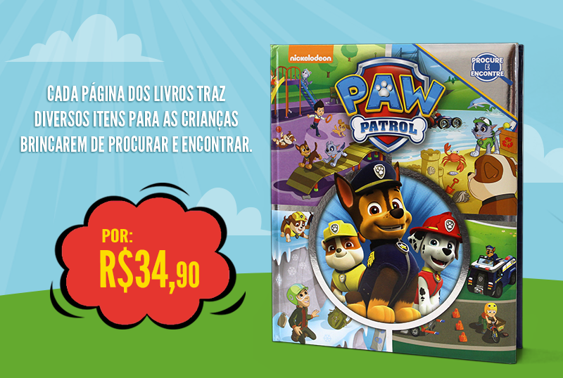 Cada página dos livros traz diversos itens para as crianças brincarem de procurar e encontrar.