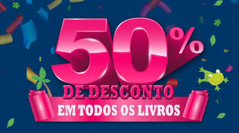 50% de desconto em todos os livros